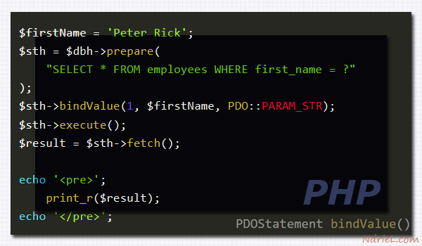 Use PHP PDOStatement bindValue