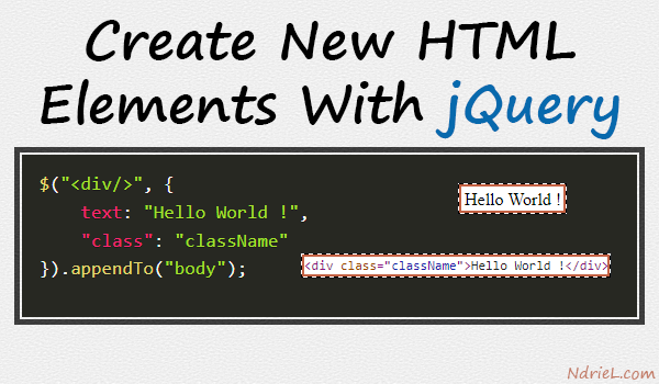 Create New HTML Elements With jQuery