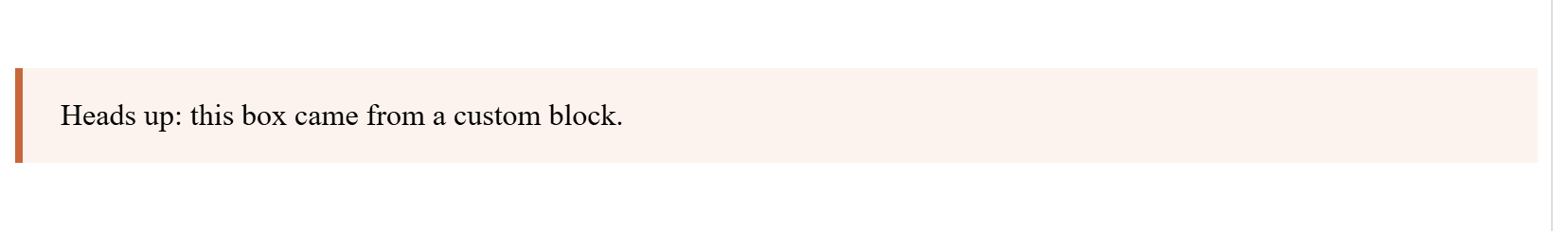 custom Gutenberg block: the Notice block rendered inside the WordPress editor canvas